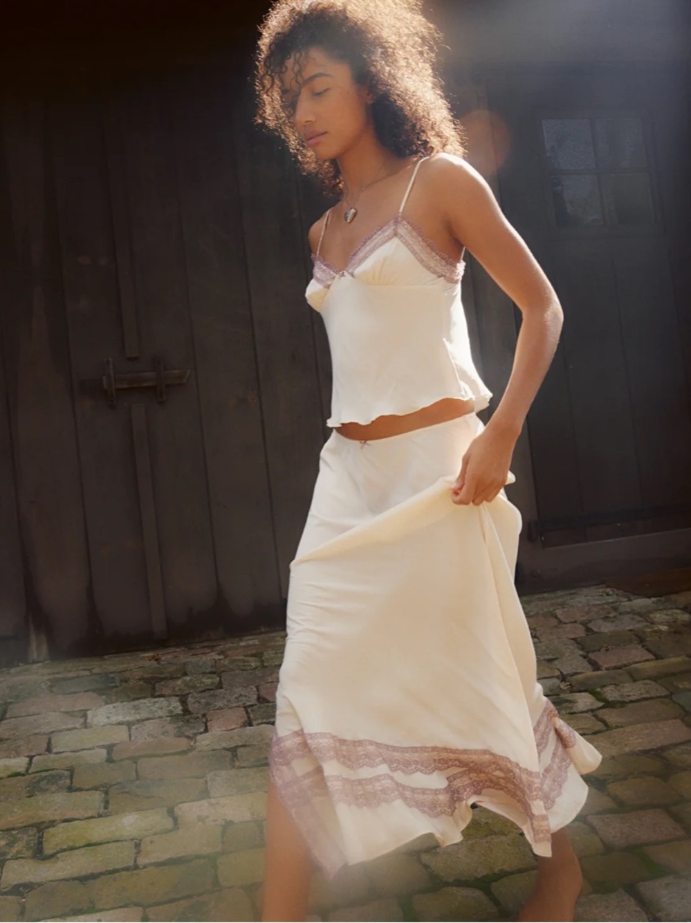 🆕 FP Intimately Lace Maxi Skirt Set Lingerie Slip Camisole WISH YOU WERE HERE XL - Picture 12 of 13